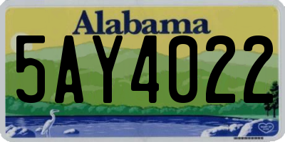 AL license plate 5AY4022