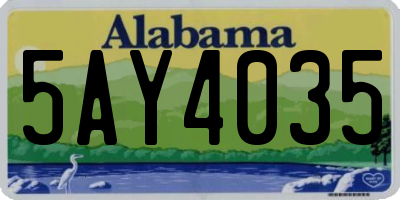 AL license plate 5AY4035