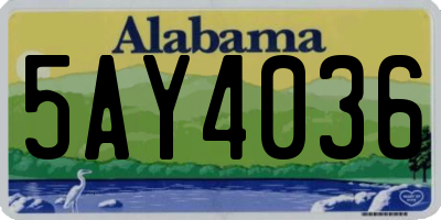 AL license plate 5AY4036