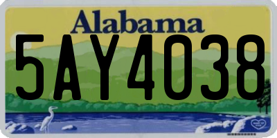 AL license plate 5AY4038