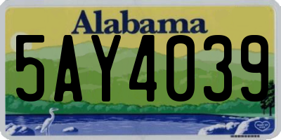 AL license plate 5AY4039