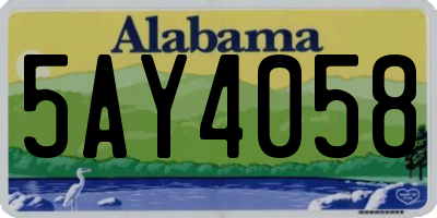 AL license plate 5AY4058