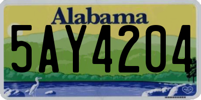 AL license plate 5AY4204