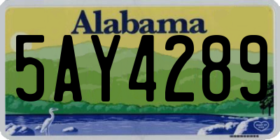 AL license plate 5AY4289