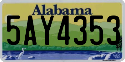 AL license plate 5AY4353