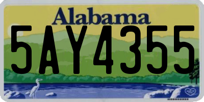 AL license plate 5AY4355