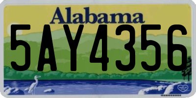 AL license plate 5AY4356