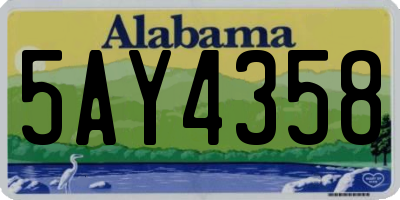 AL license plate 5AY4358