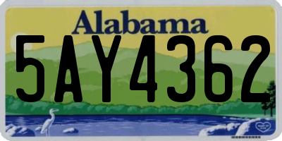 AL license plate 5AY4362