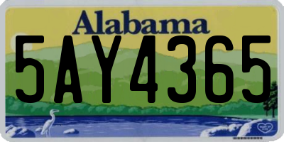 AL license plate 5AY4365