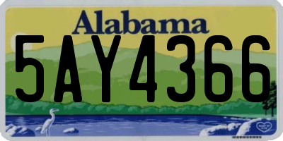 AL license plate 5AY4366