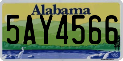 AL license plate 5AY4566