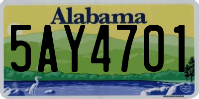 AL license plate 5AY4701