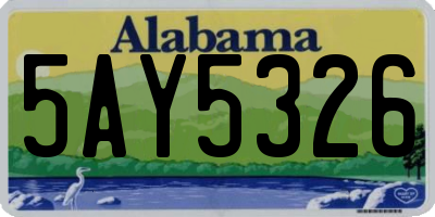 AL license plate 5AY5326