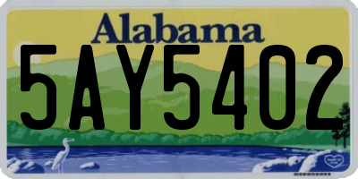 AL license plate 5AY5402
