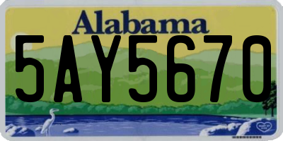 AL license plate 5AY5670