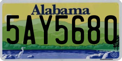 AL license plate 5AY5680
