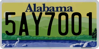 AL license plate 5AY7001