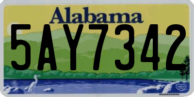 AL license plate 5AY7342