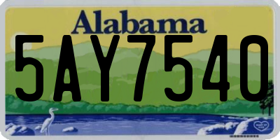 AL license plate 5AY7540