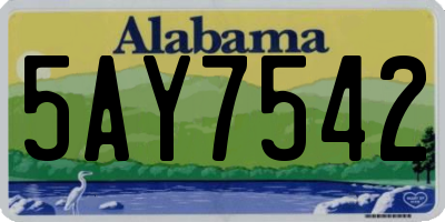 AL license plate 5AY7542