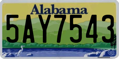 AL license plate 5AY7543