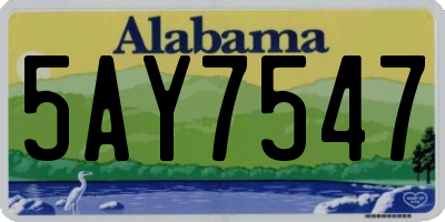AL license plate 5AY7547