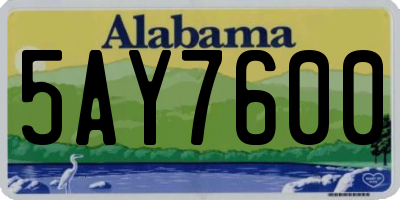 AL license plate 5AY7600