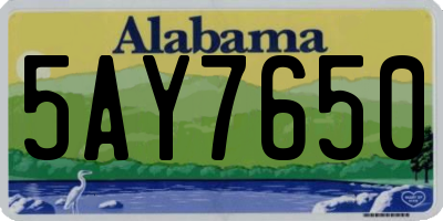 AL license plate 5AY7650