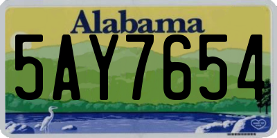 AL license plate 5AY7654