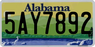 AL license plate 5AY7892