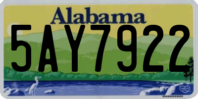 AL license plate 5AY7922
