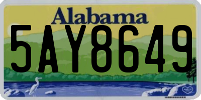 AL license plate 5AY8649