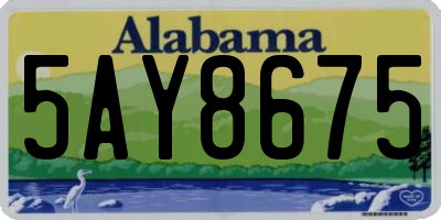 AL license plate 5AY8675