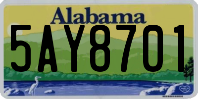 AL license plate 5AY8701