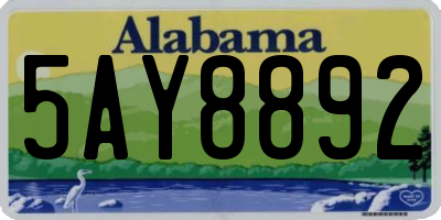 AL license plate 5AY8892
