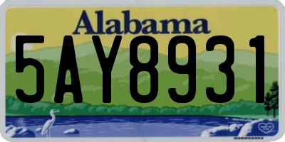 AL license plate 5AY8931