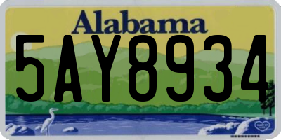 AL license plate 5AY8934