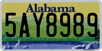 AL license plate 5AY8989