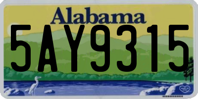 AL license plate 5AY9315