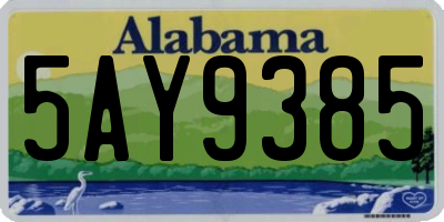 AL license plate 5AY9385