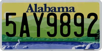 AL license plate 5AY9892
