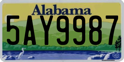 AL license plate 5AY9987