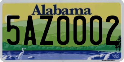 AL license plate 5AZ0002
