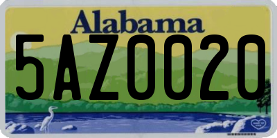 AL license plate 5AZ0020