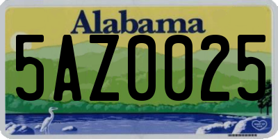 AL license plate 5AZ0025