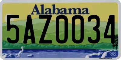 AL license plate 5AZ0034