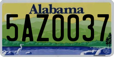 AL license plate 5AZ0037