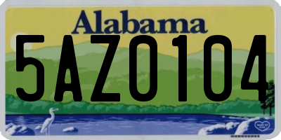 AL license plate 5AZ0104
