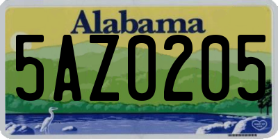 AL license plate 5AZ0205